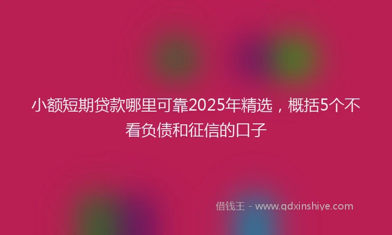 小额短期贷款哪里可靠2025年精选，概括5个不看负债和征信的口子