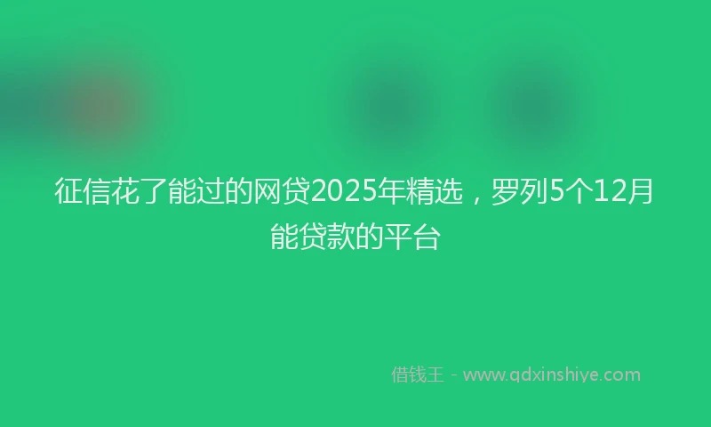 征信花了能过的网贷2025年精选，罗列5个12月能贷款的平台