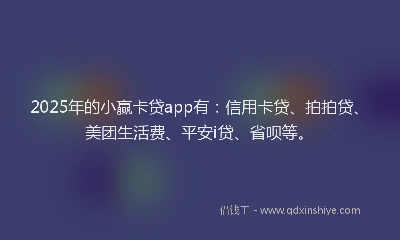 2025年的小赢卡贷app有：信用卡贷、拍拍贷、美团生活费、平安i贷、省呗等。
