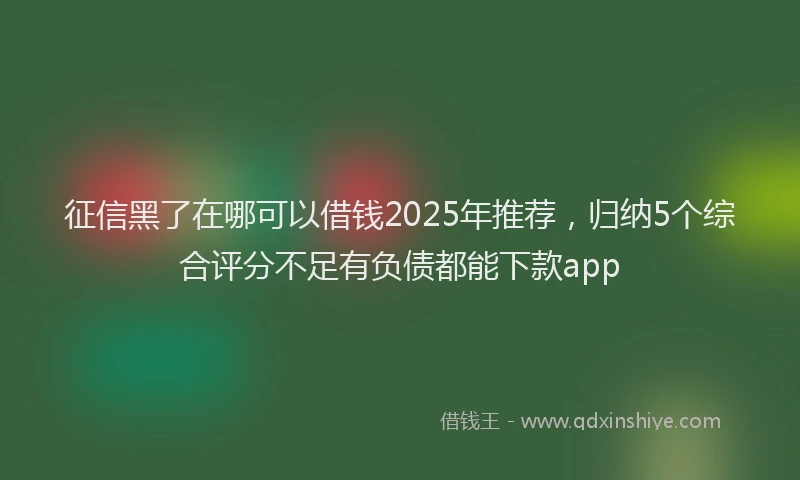 征信黑了在哪可以借钱2025年推荐，归纳5个综合评分不足有负债都能下款app