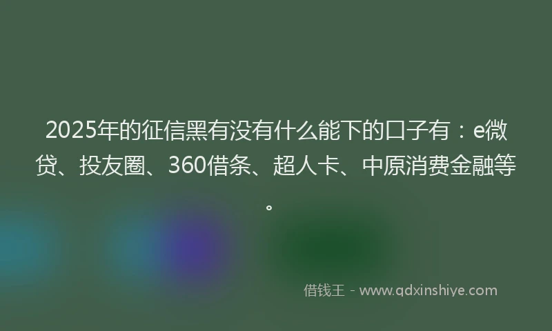 2025年的征信黑有没有什么能下的口子有：e微贷、投友圈、360借条、超人卡、中原消费金融等。