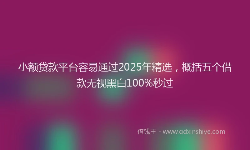 小额贷款平台容易通过2025年精选，概括五个借款无视黑白100%秒过