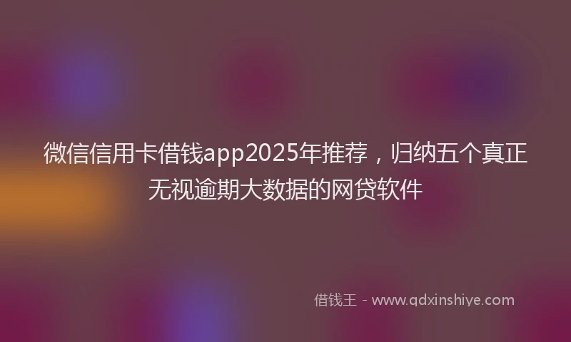 微信信用卡借钱app2025年推荐，归纳五个真正无视逾期大数据的网贷软件