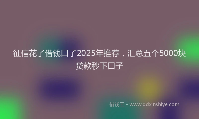 征信花了借钱口子2025年推荐，汇总五个5000块贷款秒下口子