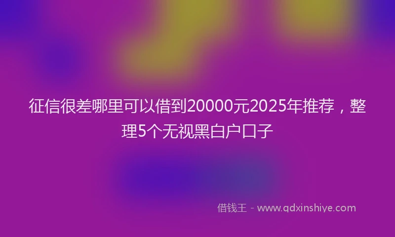征信很差哪里可以借到20000元2025年推荐，整理5个无视黑白户口子