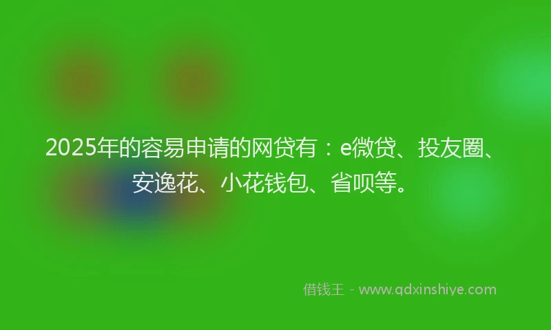 2025年的容易申请的网贷有：e微贷、投友圈、安逸花、小花钱包、省呗等。