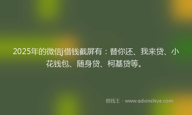 2025年的微信j借钱截屏有：替你还、我来贷、小花钱包、随身贷、柯基贷等。