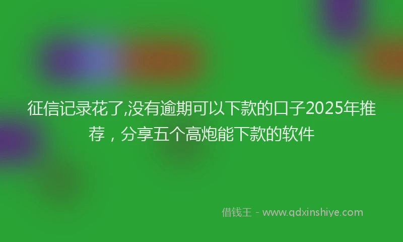 征信记录花了,没有逾期可以下款的口子2025年推荐，分享五个高炮能下款的软件