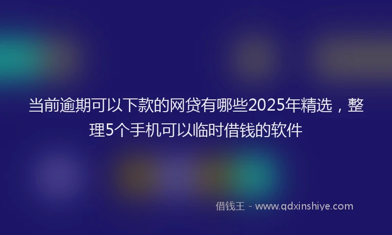 当前逾期可以下款的网贷有哪些2025年精选，整理5个手机可以临时借钱的软件