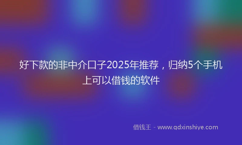好下款的非中介口子2025年推荐，归纳5个手机上可以借钱的软件