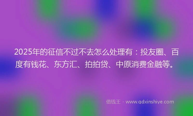 2025年的征信不过不去怎么处理有：投友圈、百度有钱花、东方汇、拍拍贷、中原消费金融等。