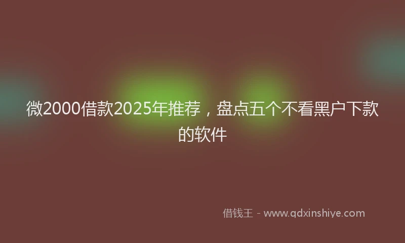微2000借款2025年推荐，盘点五个不看黑户下款的软件