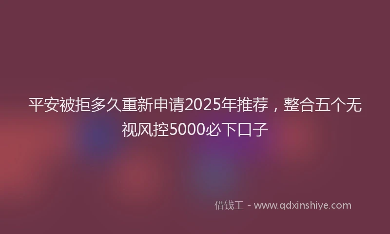 平安被拒多久重新申请2025年推荐，整合五个无视风控5000必下口子