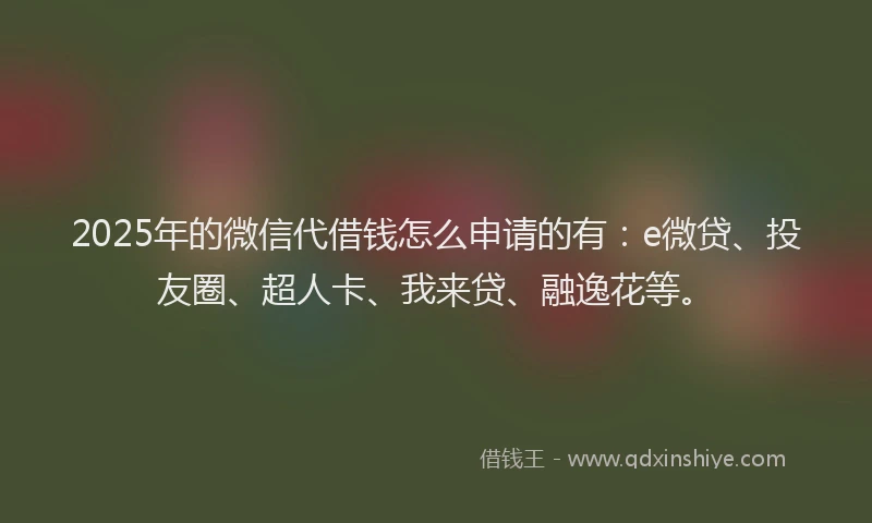 2025年的微信代借钱怎么申请的有：e微贷、投友圈、超人卡、我来贷、融逸花等。