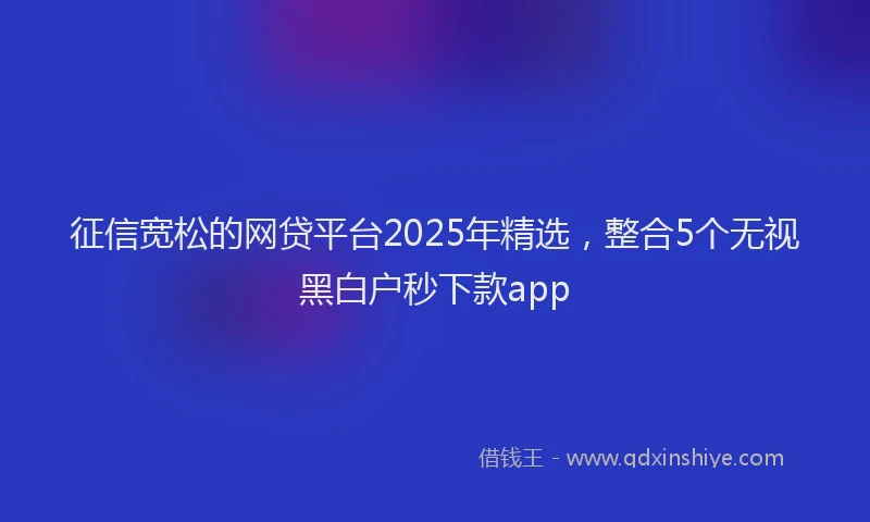 征信宽松的网贷平台2025年精选，整合5个无视黑白户秒下款app