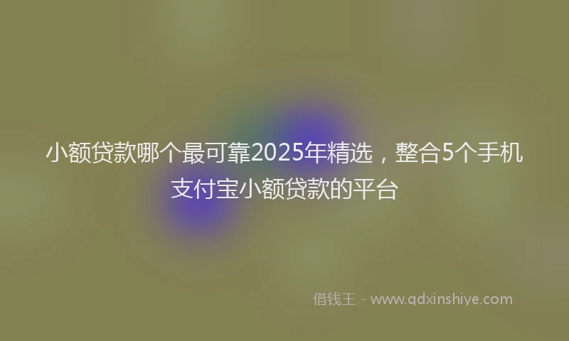 小额贷款哪个最可靠2025年精选，整合5个手机支付宝小额贷款的平台