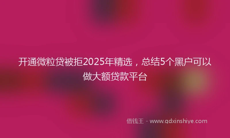 开通微粒贷被拒2025年精选，总结5个黑户可以做大额贷款平台