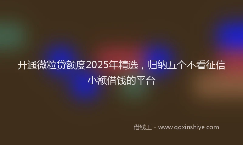 开通微粒贷额度2025年精选，归纳五个不看征信小额借钱的平台