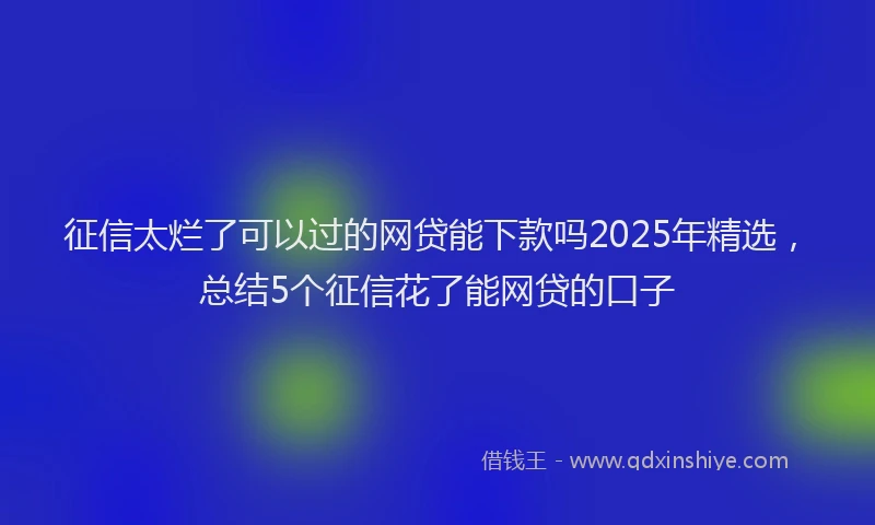 征信太烂了可以过的网贷能下款吗2025年精选，总结5个征信花了能网贷的口子
