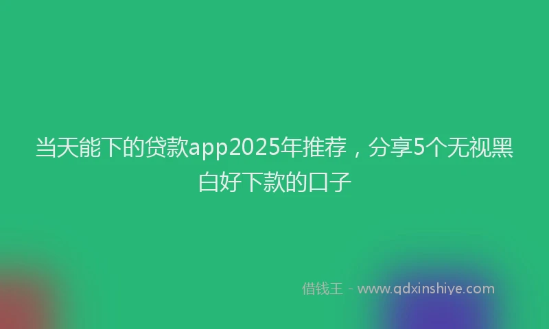 当天能下的贷款app2025年推荐，分享5个无视黑白好下款的口子