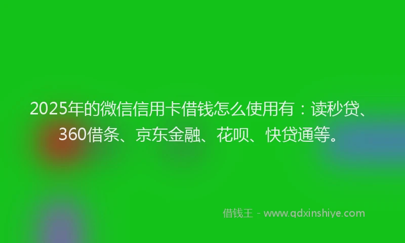 2025年的微信信用卡借钱怎么使用有：读秒贷、360借条、京东金融、花呗、快贷通等。