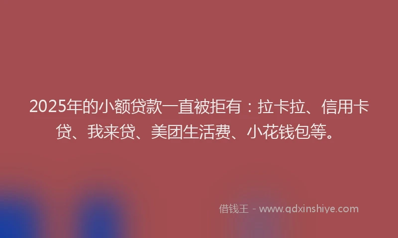 2025年的小额贷款一直被拒有：拉卡拉、信用卡贷、我来贷、美团生活费、小花钱包等。