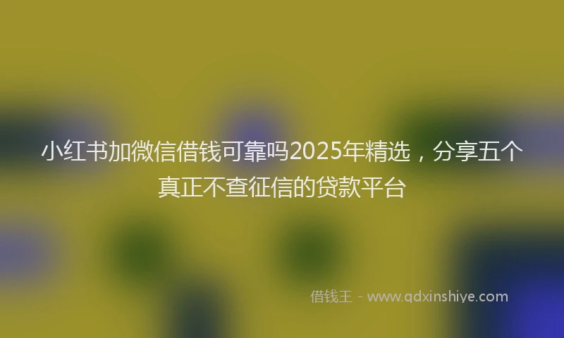 小红书加微信借钱可靠吗2025年精选，分享五个真正不查征信的贷款平台