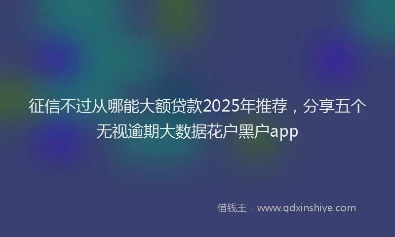 征信不过从哪能大额贷款2025年推荐，分享五个无视逾期大数据花户黑户app
