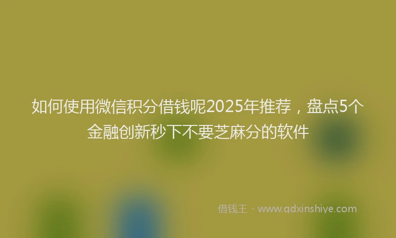 如何使用微信积分借钱呢2025年推荐，盘点5个金融创新秒下不要芝麻分的软件