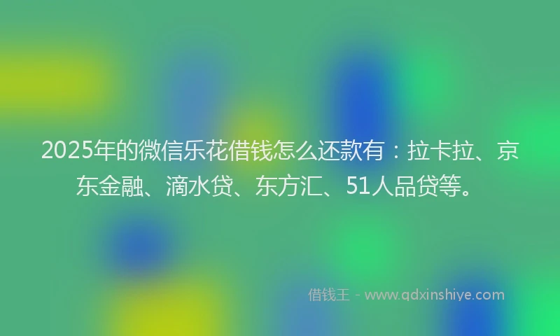 2025年的微信乐花借钱怎么还款有：拉卡拉、京东金融、滴水贷、东方汇、51人品贷等。