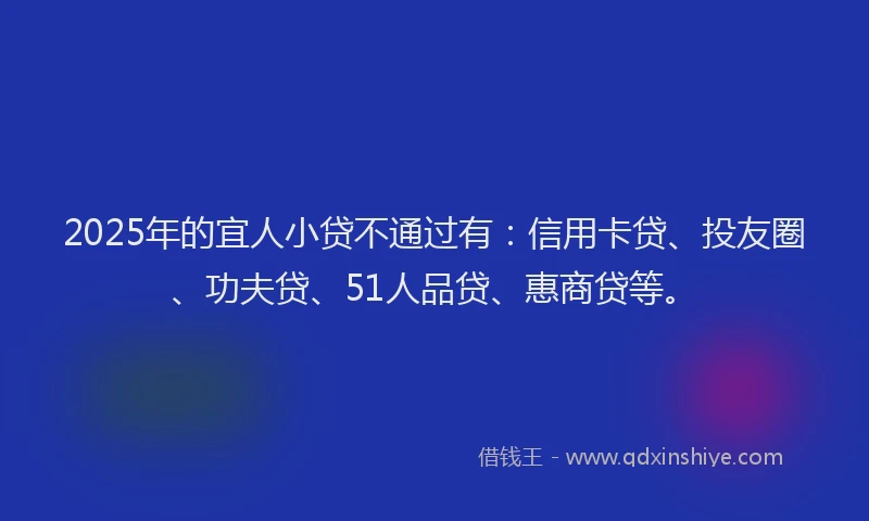 2025年的宜人小贷不通过有：信用卡贷、投友圈、功夫贷、51人品贷、惠商贷等。