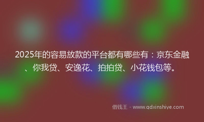 2025年的容易放款的平台都有哪些有：京东金融、你我贷、安逸花、拍拍贷、小花钱包等。