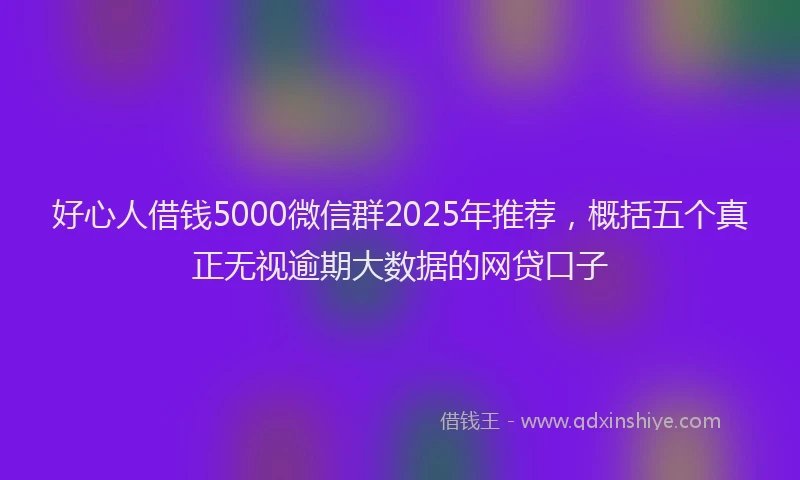 好心人借钱5000微信群2025年推荐，概括五个真正无视逾期大数据的网贷口子