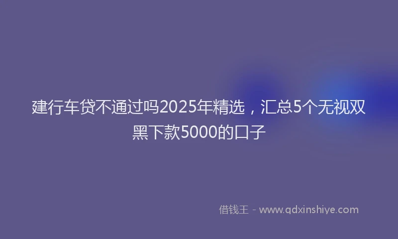 建行车贷不通过吗2025年精选，汇总5个无视双黑下款5000的口子