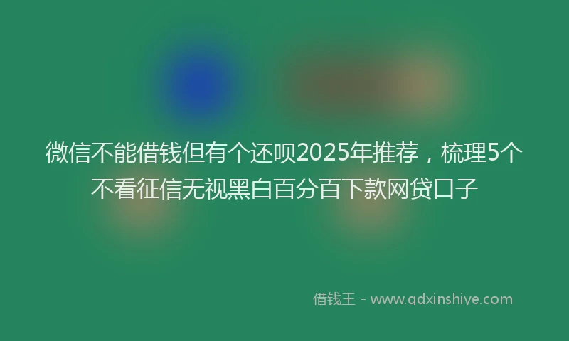 微信不能借钱但有个还呗2025年推荐，梳理5个不看征信无视黑白百分百下款网贷口子