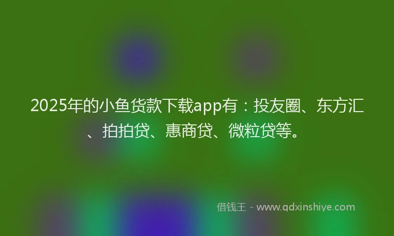 2025年的小鱼货款下载app有：投友圈、东方汇、拍拍贷、惠商贷、微粒贷等。