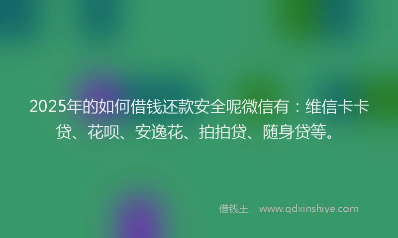 2025年的如何借钱还款安全呢微信有：维信卡卡贷、花呗、安逸花、拍拍贷、随身贷等。