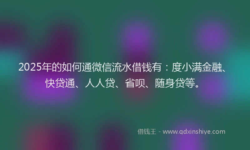 2025年的如何通微信流水借钱有：度小满金融、快贷通、人人贷、省呗、随身贷等。