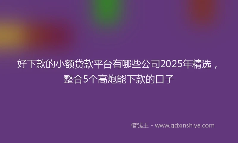 好下款的小额贷款平台有哪些公司2025年精选，整合5个高炮能下款的口子