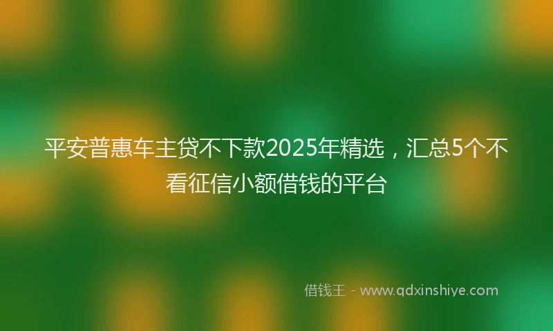 平安普惠车主贷不下款2025年精选，汇总5个不看征信小额借钱的平台