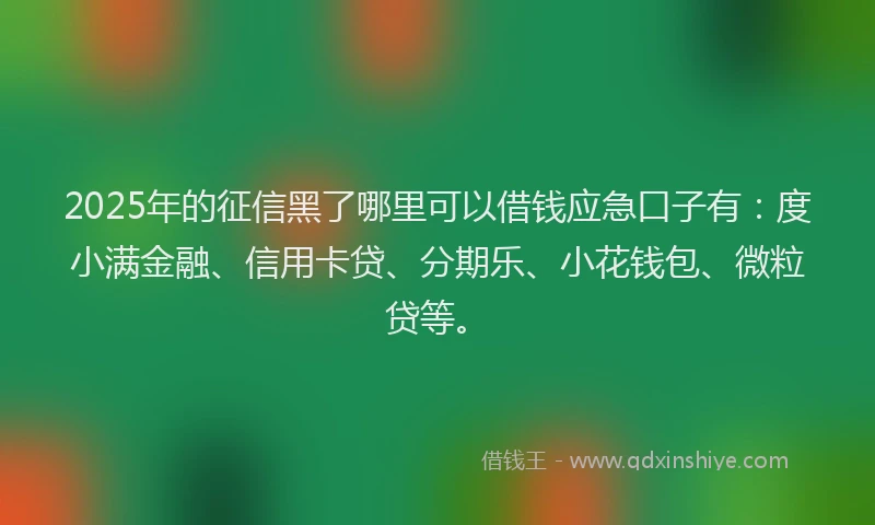 2025年的征信黑了哪里可以借钱应急口子有：度小满金融、信用卡贷、分期乐、小花钱包、微粒贷等。