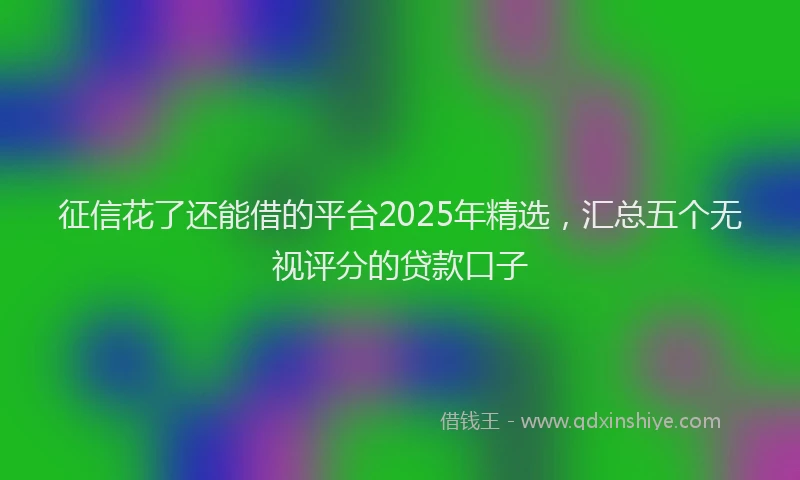 征信花了还能借的平台2025年精选，汇总五个无视评分的贷款口子