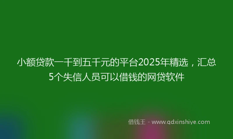 小额贷款一千到五千元的平台2025年精选，汇总5个失信人员可以借钱的网贷软件