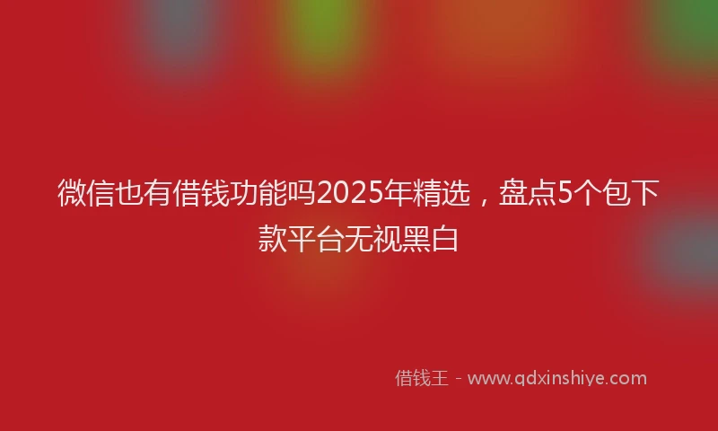 微信也有借钱功能吗2025年精选，盘点5个包下款平台无视黑白