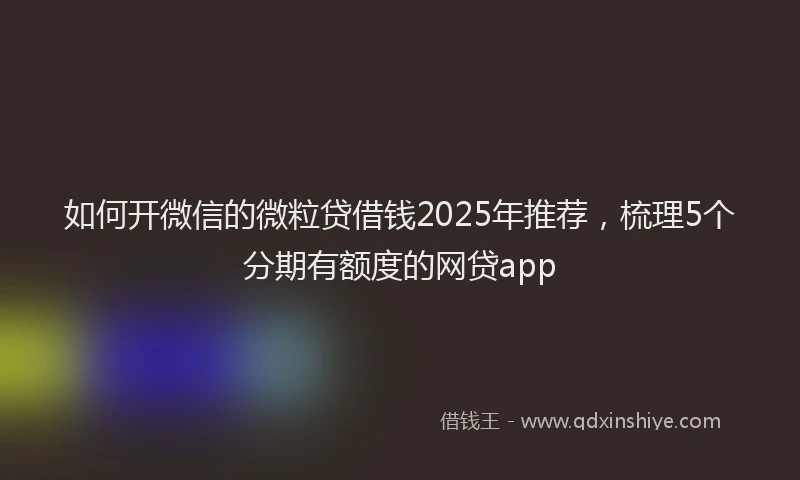 如何开微信的微粒贷借钱2025年推荐，梳理5个分期有额度的网贷app