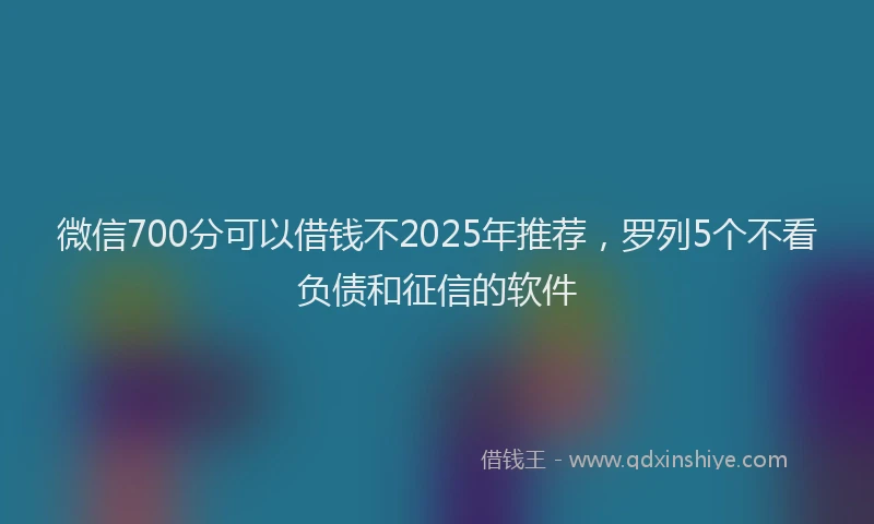 微信700分可以借钱不2025年推荐，罗列5个不看负债和征信的软件