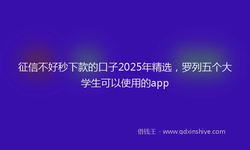 征信不好秒下款的口子2025年精选，罗列五个大学生可以使用的app