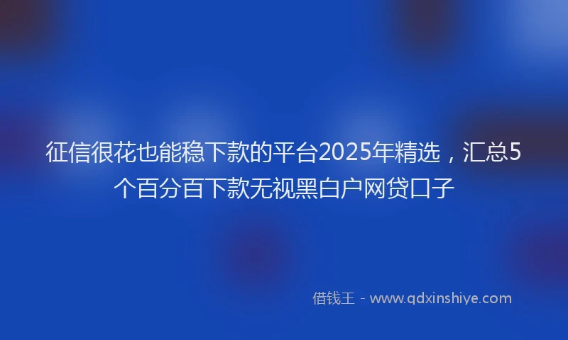 征信很花也能稳下款的平台2025年精选，汇总5个百分百下款无视黑白户网贷口子