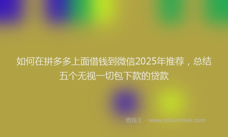 如何在拼多多上面借钱到微信2025年推荐，总结五个无视一切包下款的贷款