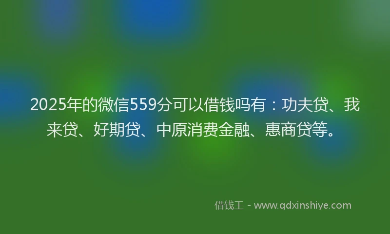 2025年的微信559分可以借钱吗有：功夫贷、我来贷、好期贷、中原消费金融、惠商贷等。